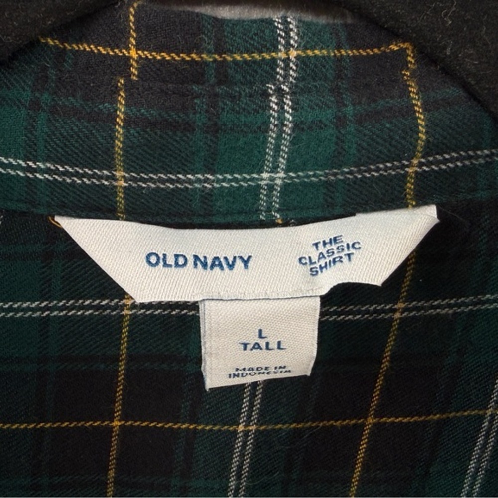 Old Navy The Classic Flannel‎ Shirt Women LT Navy Green Heritage Plaid Cabincore - Picture 10 of 12